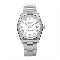ROLEX White Roman 31mm Oyster Perpetual Watch
