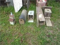 4 bird houses, rabbit gum trap