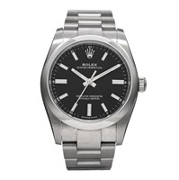 ROLEX 34mm Oyster Perpetual Black Dial Watch