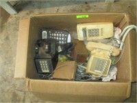 Box of old telephones