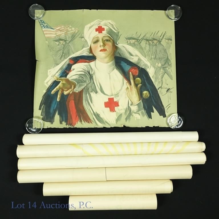 WWI Red Cross (4) + Propaganda Posters (3)
