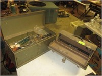 2 metal toolboxes and contents