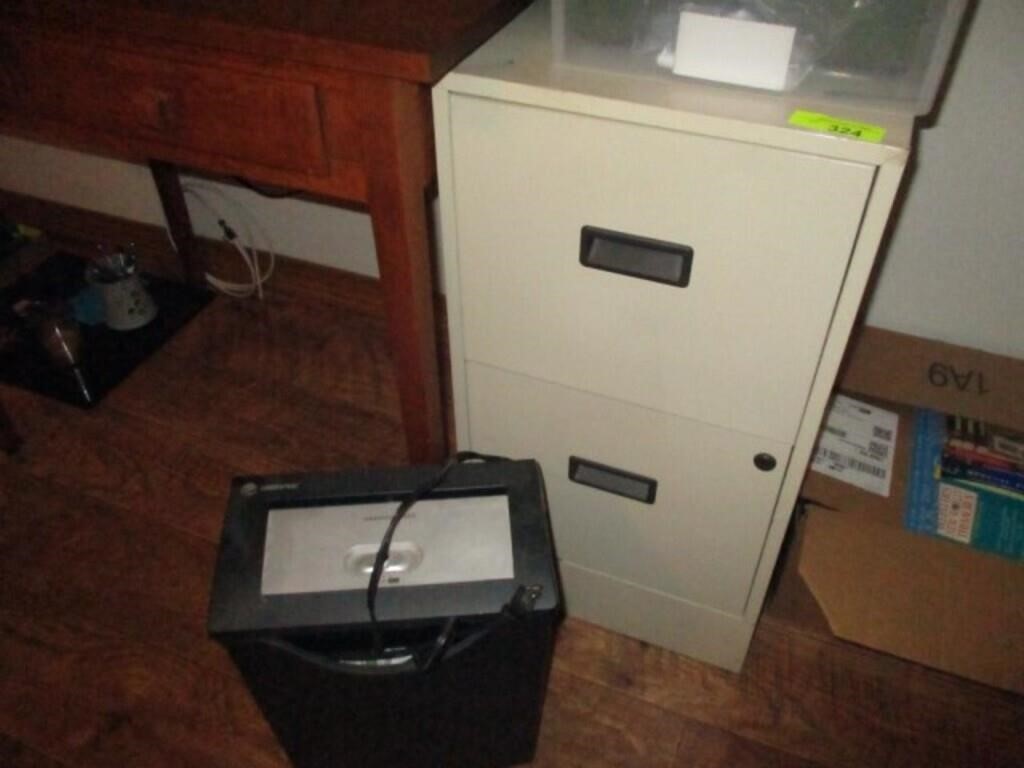2-drawer filing cabinet, tote and paper shredder