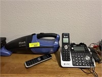 Shark cordless vac, phones, briefcase, misc