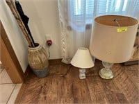 2 lamps and umbrella holder