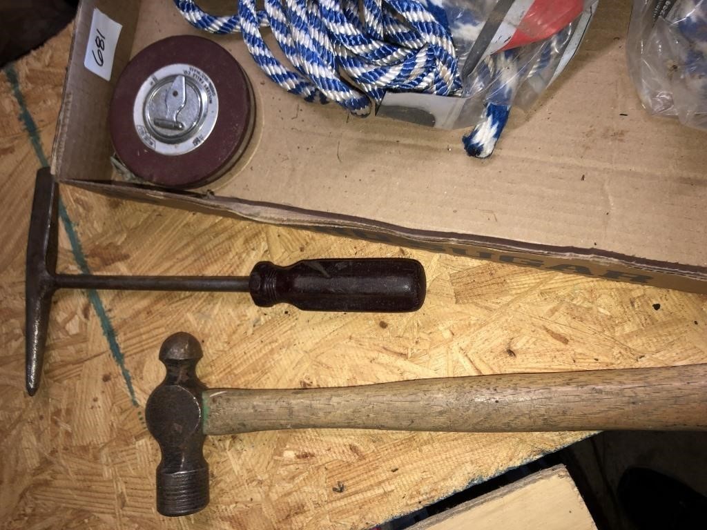 Tape measurer,rope, welding hammer, ball peen