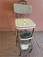 VINTAGE STEP STOOL CHAIR- NEEDS SOME TLC BUT