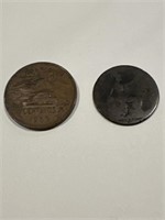 1897 Great Britain Half Penny, 1965 Mexican 20
