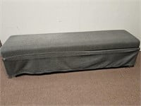 METAL FRAMED CUSHIONED SKIRTED BENCH, 17"X18"X72"