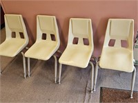 FOUR VINTAGE OLD SCHOOL DESK CHAIRS