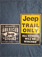 TWO JEEP GARAGE SIGNS 12"X12" 18"X12"