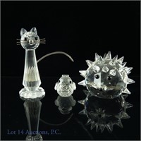 Swarovski Crystal Cat, Hedgehog, Sparrow