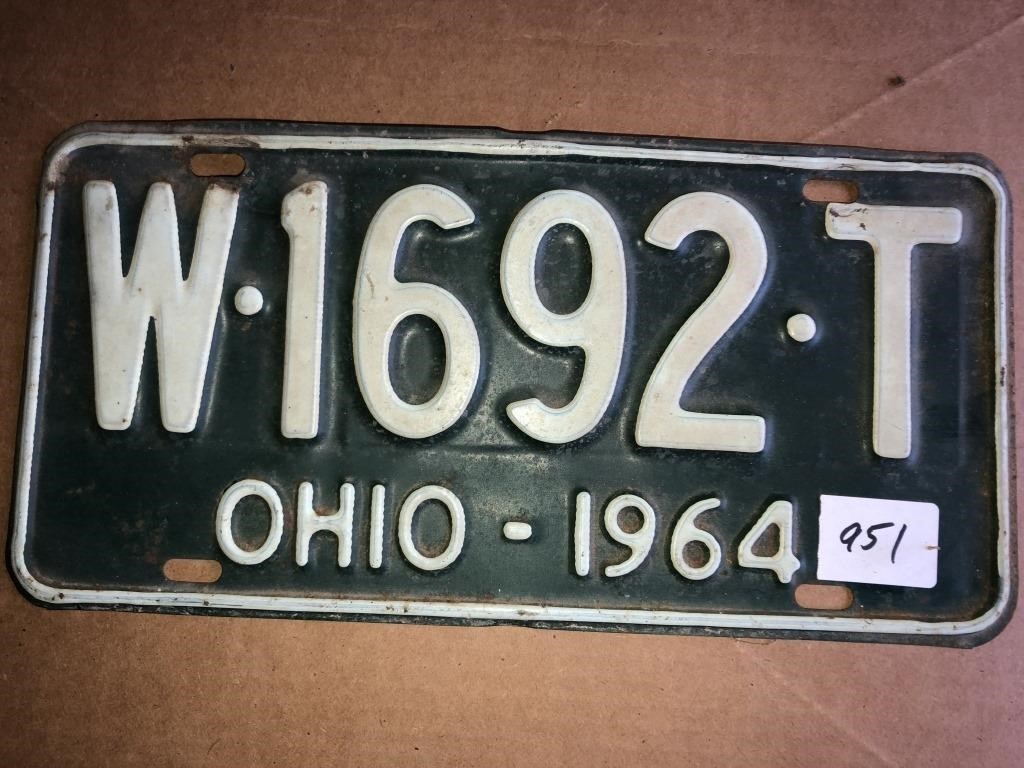 1964 Ohio auto license plate