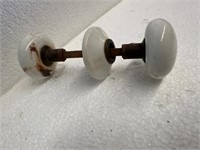 Vintage white porcelain knobs   w/ plate