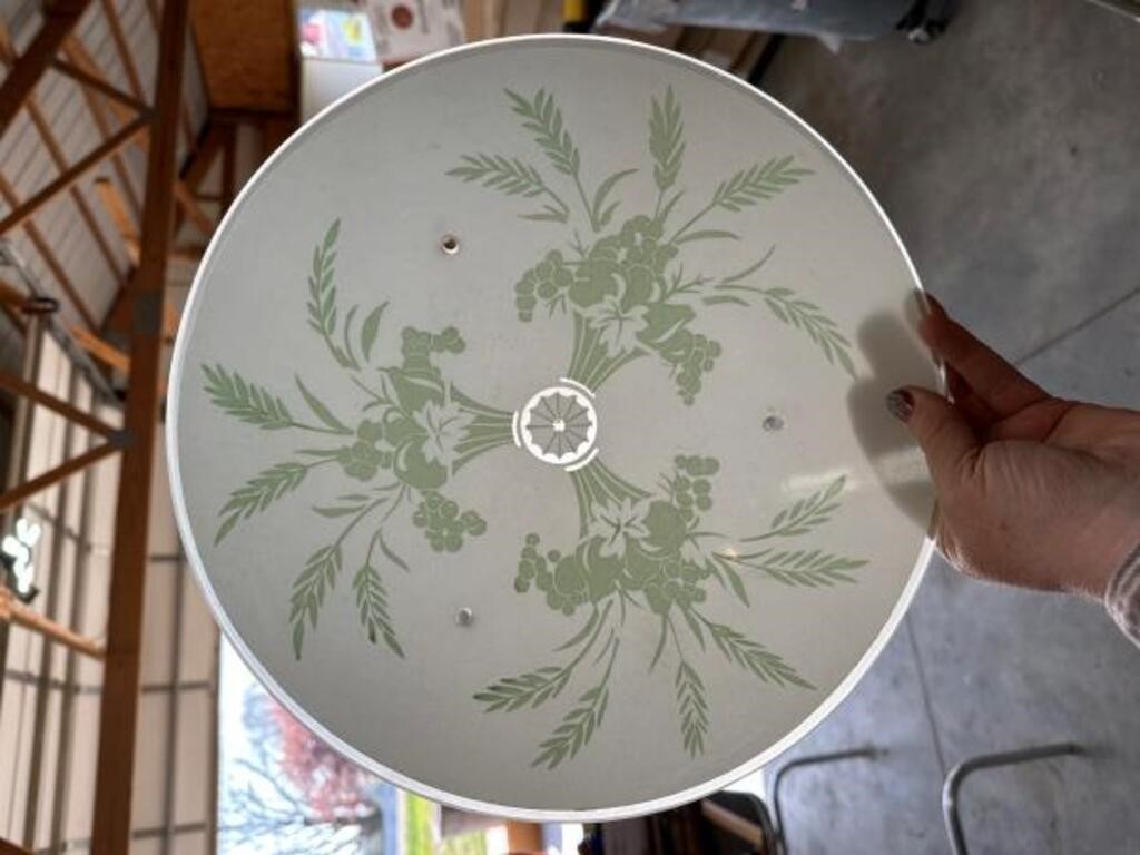 Vintage light shade w/ green flowers