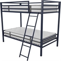 Twin-Over-Twin Metal Bunk Bed, Navy Blue