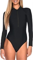 Women's One Piece Long Sleeve Swimsuits, Large