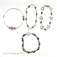 Sterling Silver and Red Stone Bracelets (4)