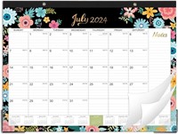 2024-2025 Desk Calendar, 22" x 17", Black Floral