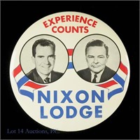 1960 9" Nixon - Lodge Campaign Pin