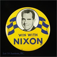 1964? 9" Win With Nixon Presidential Campaign Pin