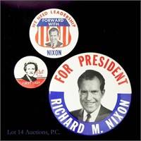 1964? Richard & Pat Nixon Campaign Pins (3)
