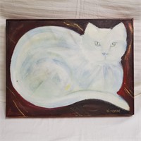 K. Devine - Artist Signed Cat Painting