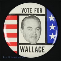 1968 6-Inch "Vote For Wallace" Campaign Button