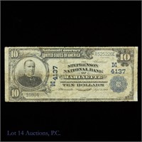 $10 1902 National Bank Note-Blue Seal-Plain Back