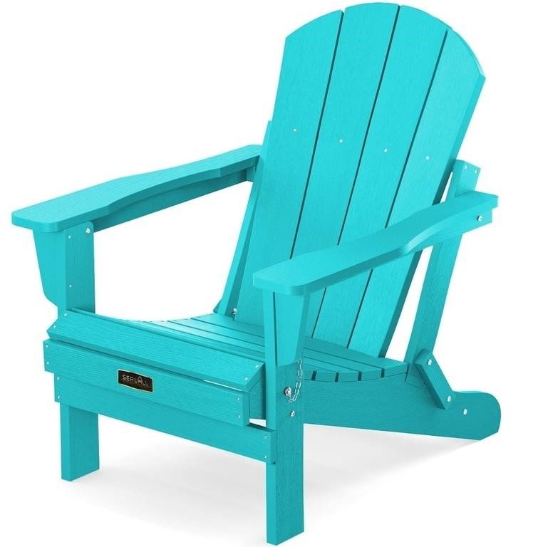 SERWALL Folding Adirondack Chair, Light Blue