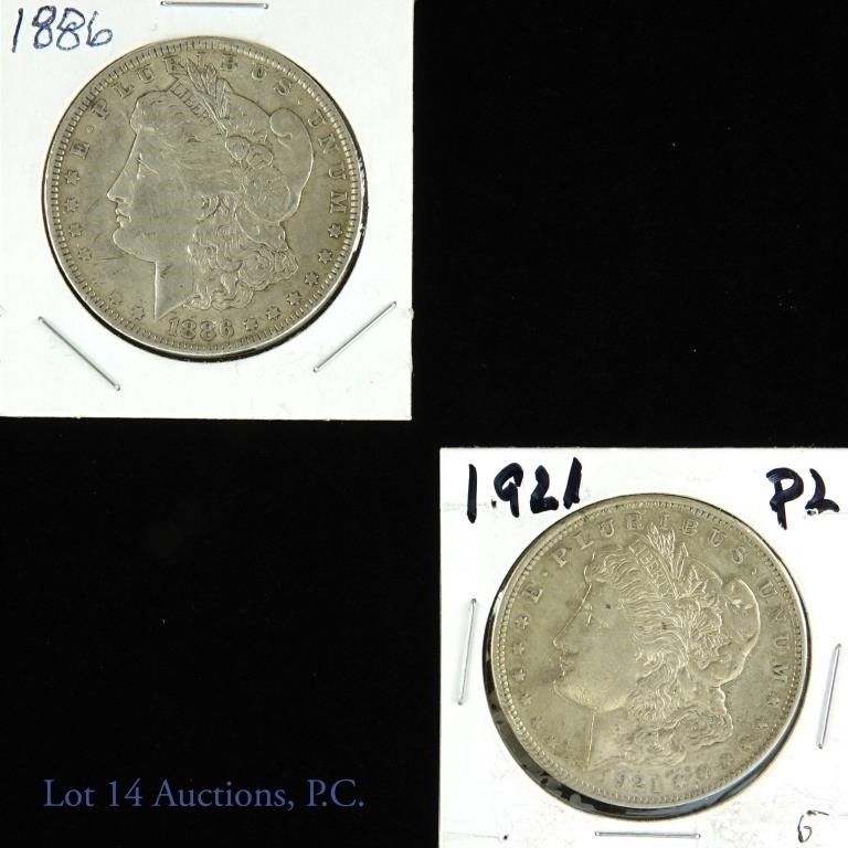 1886 & 1921 Silver Morgan $1
