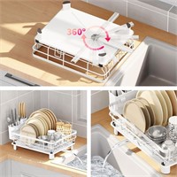 $35 Iron Dish Drying Rack Adjustable Spout White