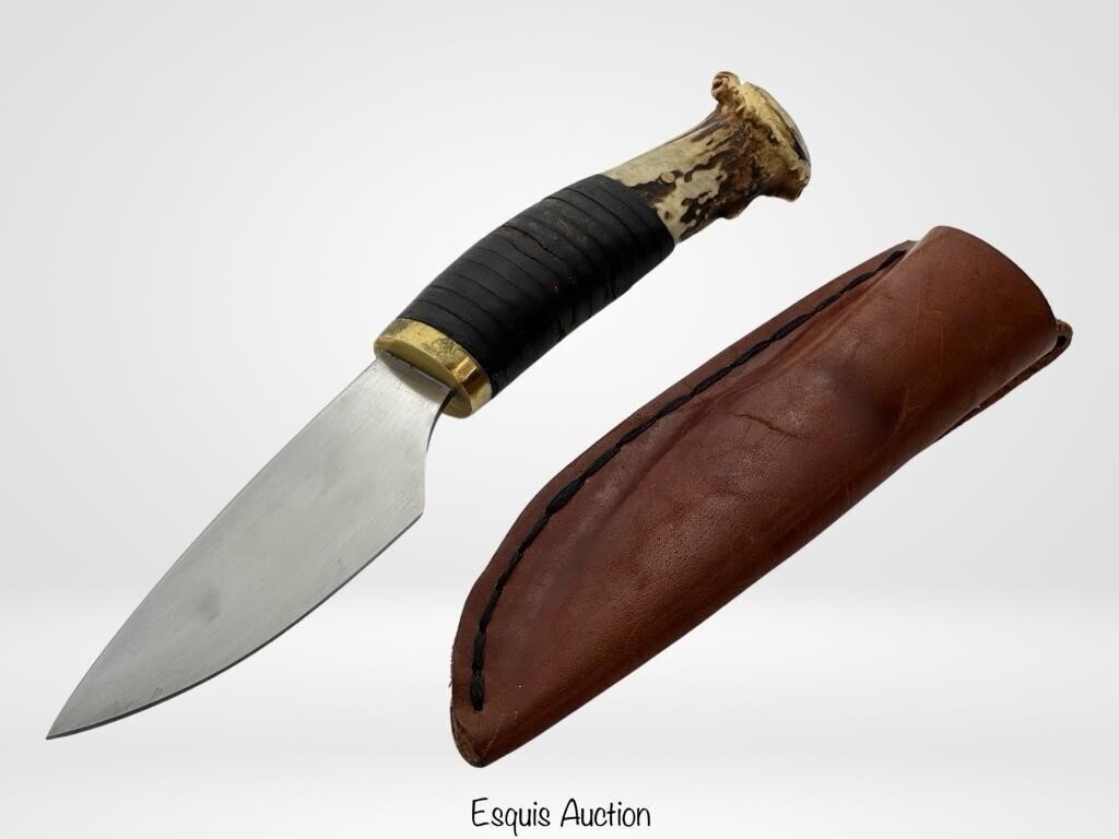 Ernie Lyle Artist Made Hunter Knife w/ Crown Stagg