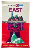 Original Amtrak Railroad "East" Travel Poster