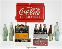 Vintage Coca-Cola Bottles w/ Carriers & Sign