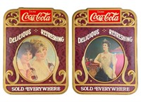 Pair of Vintage Coca-Cola Victorian Ladies Signs