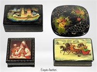 Vintage Russian Hand Painted Lacquer Boxes