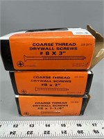 (3) full boxes course thread drywall screws