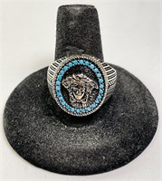 Men's Sterling Turquoise Versachi  Ring 12 Grams