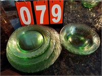 Green Depression Plates and Bowls m