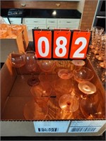 Box of pink dpression Wine Glasses