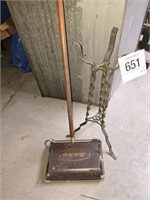 Vintage carpet sweeper w/ plant stand
