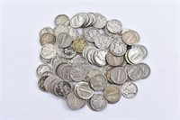 100 Coins Mercury Dimes $10 Face 90% Silver 2 Roll