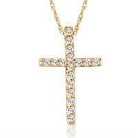 Genuine Diamond Cross Pendant 10K Yellow Gold