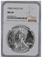 MS69 1986 American Silver Eagle Coin