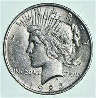 AU $1 1923 Peace Silver Dollar Almost Unc Coin