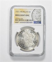 1921 100th Ann Special Unc Morgan Silver Dollar