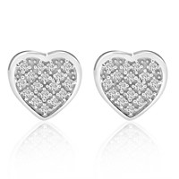 Genuine  Diamond Heart Studs Earrings 10K Gold