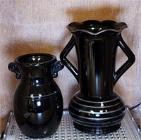 L E SMITH black amethyst vases
