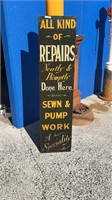 ALL KINDS OF REPAIRS ANTIQUE TIMBER SIGN